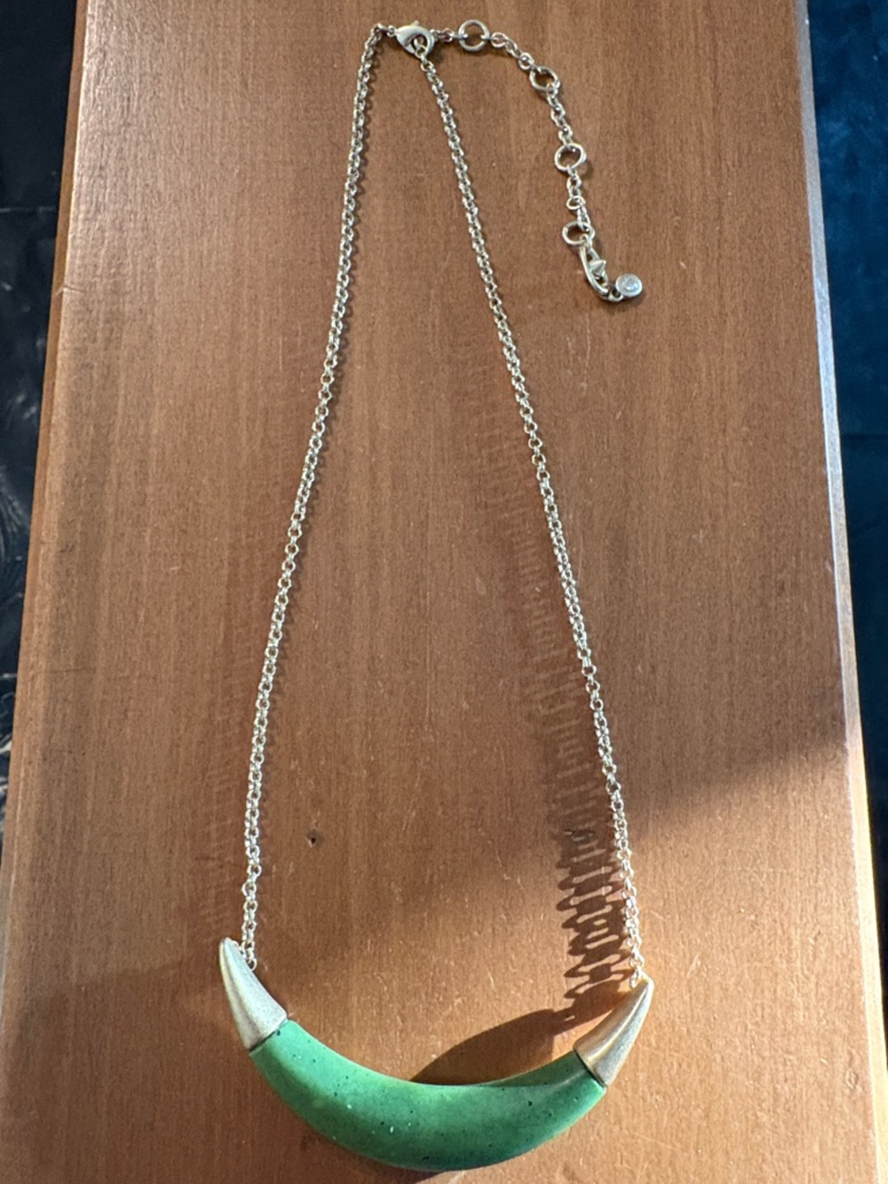 CAbi Green Crescent Pendant Necklace with Gold-Tone Chain